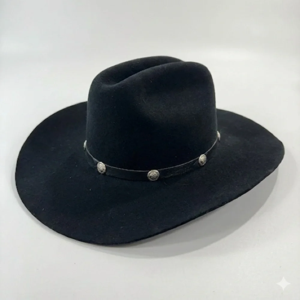 Rodeo Festival Western Black Wool Felt Hat With Concho Band